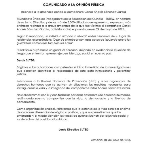 Comunicado a la opinión pública